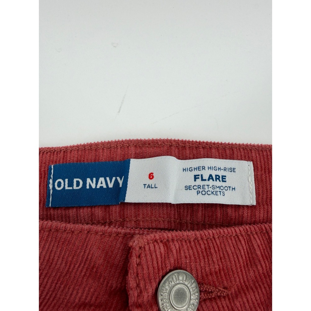 Old Navy Women 6 Tall Rust Red Corduroy Flare Higher High-Rise Pants NEW - Picture 3 of 7
